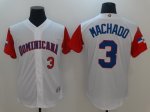 Men's Dominican Republic Baseball #3 Manny Machado Majestic White 2017 World Baseball Classic Stitched Jersey
