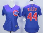 women mlb chicago cubs #44 anthony rizzo blue majestic cool base jerseys