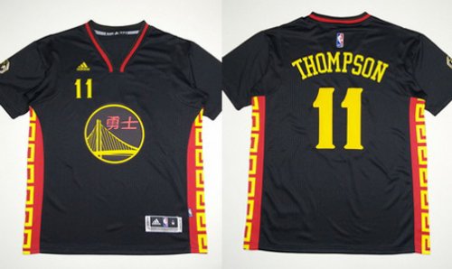 nba golden state warriors #11 thompson black jerseys [2015 new]