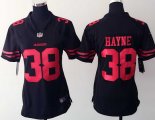 women nike san francisco 49ers #38 hayne black oranger number j