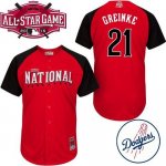 Dodgers #21 Zack Greinke Red 2015 All-Star National League Stitc