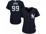 Women MLB New York Yankees #99 Aaron Judge Majestic Blue Cool Base Jerseys