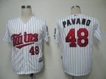 Baseball Jerseys minnesota twins #48 pavano white(blue strip)