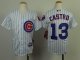 youth mlb chicago cubs #13 starlin castro white cool base jerseys [blue stripe]