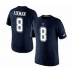 nike nfl dallas cowboys #8 troy aikman player pride name number t-shirt blue