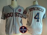 Men Houston Astros #4 George Springer Grey With Houston Astros Strong Patch MLB Jersey