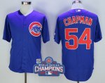 Men's MLB Chicago Cubs #54 Aroldis Chapman Majestic Royal Cool Base 2016 World Series Champions Jersey