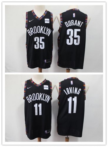 Basketball Brooklyn Nets #11 Kyrie Irving #35 Kevin Durant All Players Option Swingman City Edition Jersey