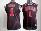 youth nba chicago bulls #1 rose black jerseys [red strip]