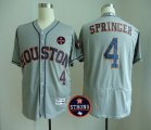 Men MLB Houston Astros #4 George Springer Grey Houston Astros Strong Patch Flex Base Jersey