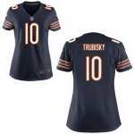 Women NFL Chicago Bears #10 Mitchell Trubisky Nike Navy 2017 Draft Pick Game Jersey