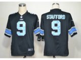 nike nfl detroit lions #9 stafford black jerseys [game]