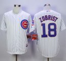 mlb chicago cubs #18 ben zobrist white cool base jerseys [blue stripe]