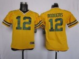 nike youth nfl green bay packers #12 rodgers yellow jerseys