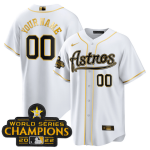 Houston Astros 2022 Champions White Cool Base Stitched Jerseys ASTROS Letter Gold