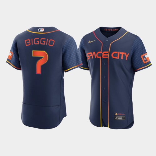 Men\'s Houston Astros #7 Craig Biggio Navy Authentic 2022 City Connect Jersey