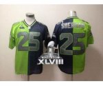 2014 super bowl xlviii seattle seahawks #25 sherman blue-green [