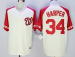 mlb washington nationals #34 bryce harper majestic cream and red exclusive cool base ivory fashion jerseys