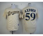 mlb milwaukee brewers #59 axford cream jerseys [m&n]