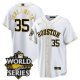 Men's Houston Astros #35 Justin Verlander White Gold Stitched World Series Cool Base Limited Jersey
