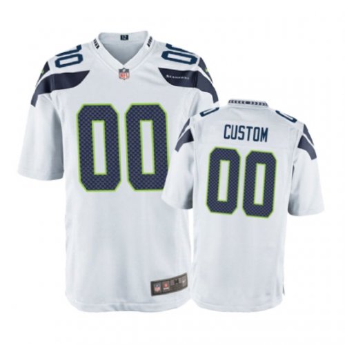 Seattle Seahawks #00 Custom White Nike Game Jersey - Men\'s