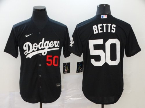 Men\'s Los Angeles Dodgers #50 Mookie Betts Black 2020 Stitched Baseball Jersey