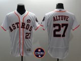 Men MLB Houston Astros #27 Jose Altuve White With Houston Astros Strong Patch Flex Base Jersey