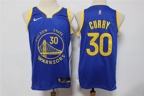 Men\'s Golden State Warriors #30 Stephen Curry Royal Jerseys 75th