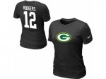 women Nike Green Bay Packers #12 Aaron Rodgers Name & Number T-S
