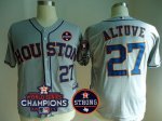 Men Houston Astros #27 Jose Altuve Grey 2017 World Series Champions And Houston Astros Strong Patch MLB Jersey