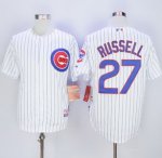 mlb chicago cubs #27 addison russell white home cool base jerseys [blue stripe]