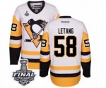 Youth Reebok Pittsburgh Penguins #58 Kris Letang Authentic White Away 2017 Stanley Cup Final NHL Jersey