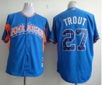 mlb 2013 all star los angeles angels #27 mike trout blue jerseys