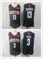 Basketball Houston Rockets #13 James Harden #3 Chris Paul Black Swingman Jersey- Game Edition