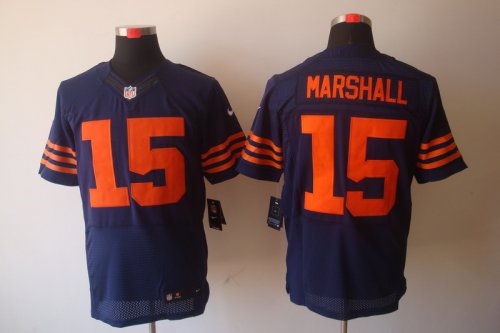 nike nfl chicago bears #15 marshall elite blue jerseys [orange n