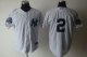 Baseball Jerseys new york yankees #2 jeter white(black strip)[DJ