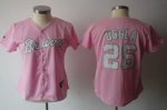 women mlb atlanta braves #26 dan uggla pink jerseys