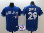 mlb toronto blue jays #29 joe carter majestic blue flexbase authentic collection jerseys with 40th anniversary patch