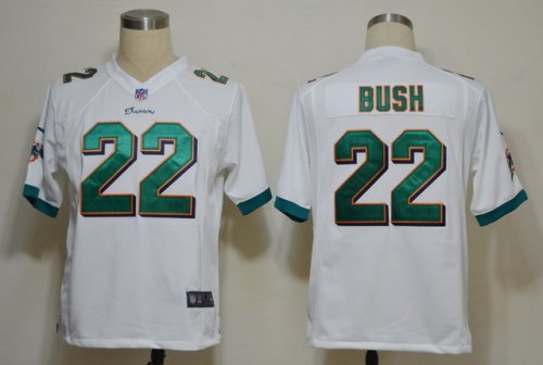 nike nfl miami dolphins #22 bush white cheap jerseys [game]