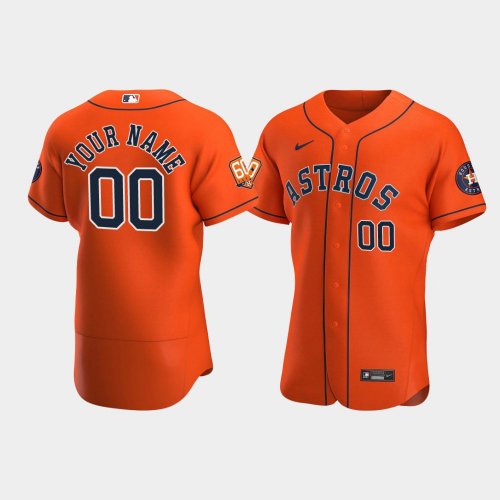 Custom Men\'s Houston Astros 60th Anniversary Authentic Orange Jersey