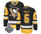 Men's Reebok Pittsburgh Penguins #6 Trevor Daley Authentic Black-Gold Third 2017 Stanley Cup Final NHL Jersey