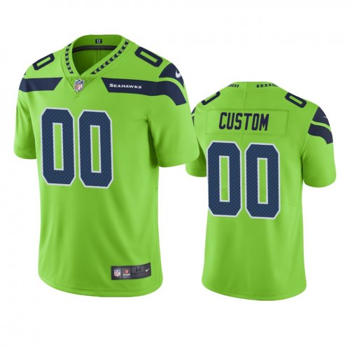 Seattle Seahawks #00 Men\'s Green Custom Color Rush Limited Jersey