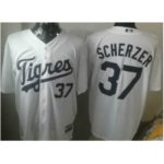 mlb detroit tigers #37 max scherzer white jerseys