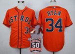 mlb houston astros #34 nolan ryan orange cool base 50th anniversary patch jerseys