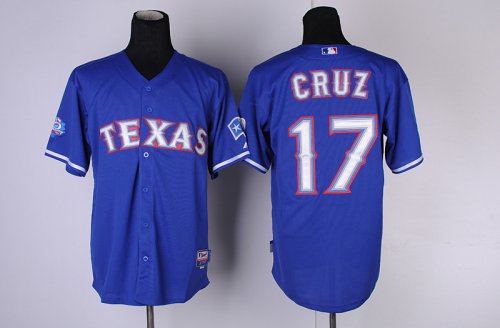 mlb texas rangers #17 cruz blue jerseys [cool base 40th annivers