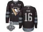 Men's Adidas Pittsburgh Penguins #16 Eric Fehr Authentic Black 1917-2017 100th Anniversary 2017 Stanley Cup Final NHL Jersey
