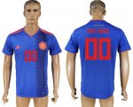 Custom Colombia 2018 World Cup Soccer Jersey Blue Short Sleeves