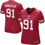 Women San Francisco 49ers #91 Arik Armstead Elite Red Team Color Custom Nike NFL Jerseys