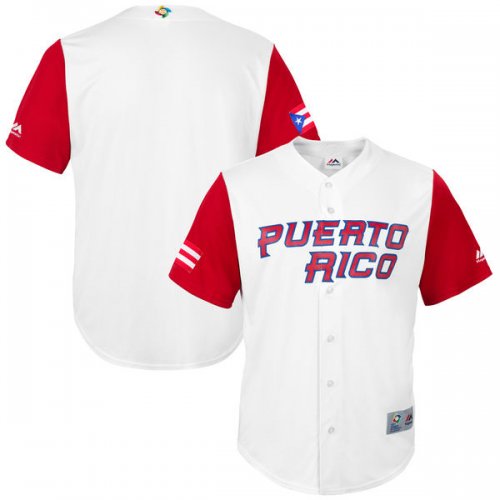 Customed Men\'s Puerto Rico Baseball Majestic White 2017 World Baseball Classic Stitched Jersey