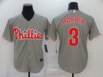 Men's Philadelphia Phillies #3 Bryce Harper Grey 2020 Stitched Baseball Jersey